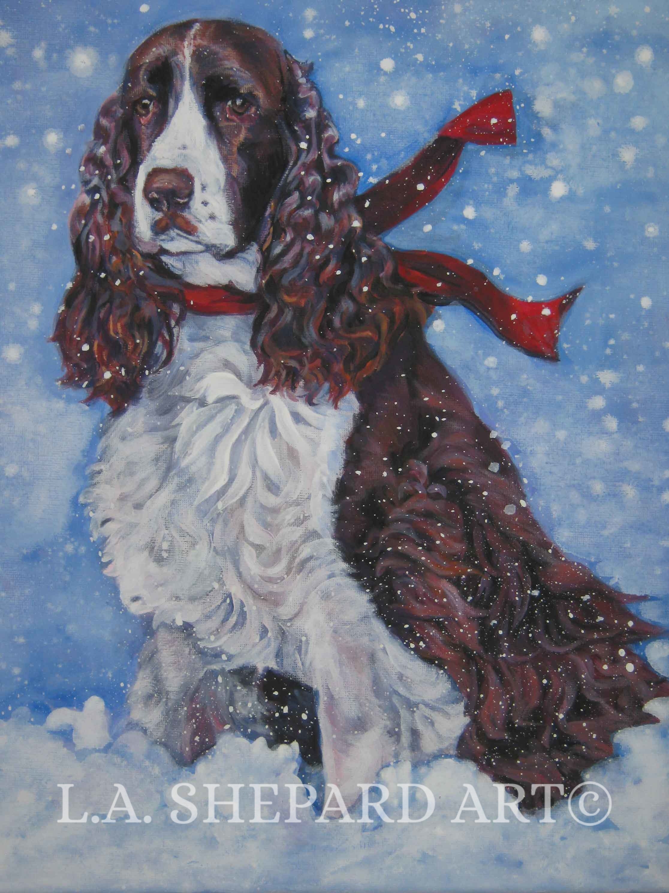 English SPRINGER SPANIEL Dog Portrait Art Canvas PRINT of Lashepard ...