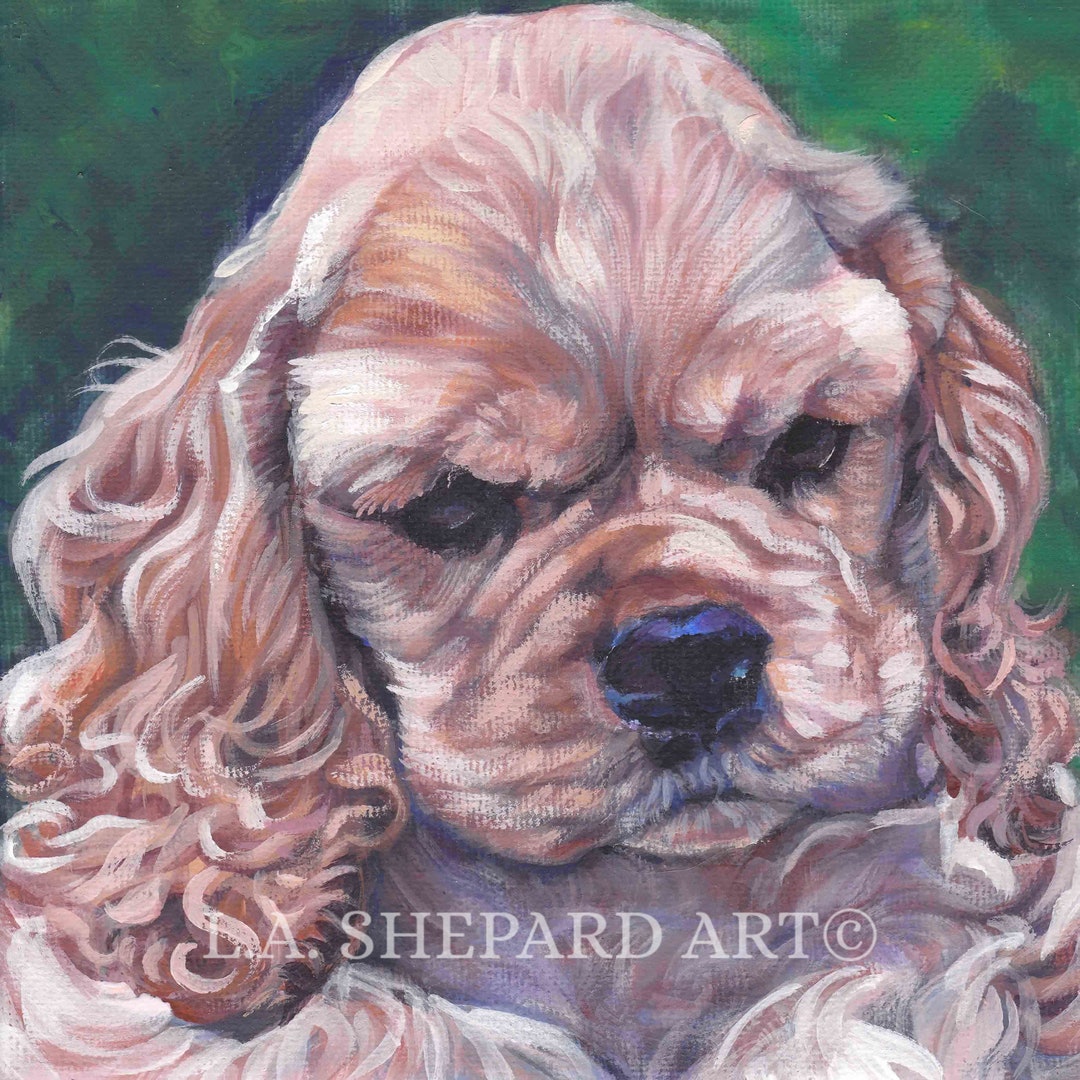 American COCKER Spaniel Dog Portrait Art Canvas PRINT of LA Shepard ...