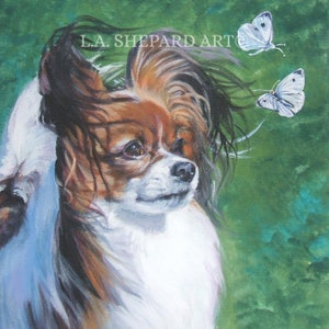 PAPILLON DOG ART canvas print of LAShepard painting 8x8
