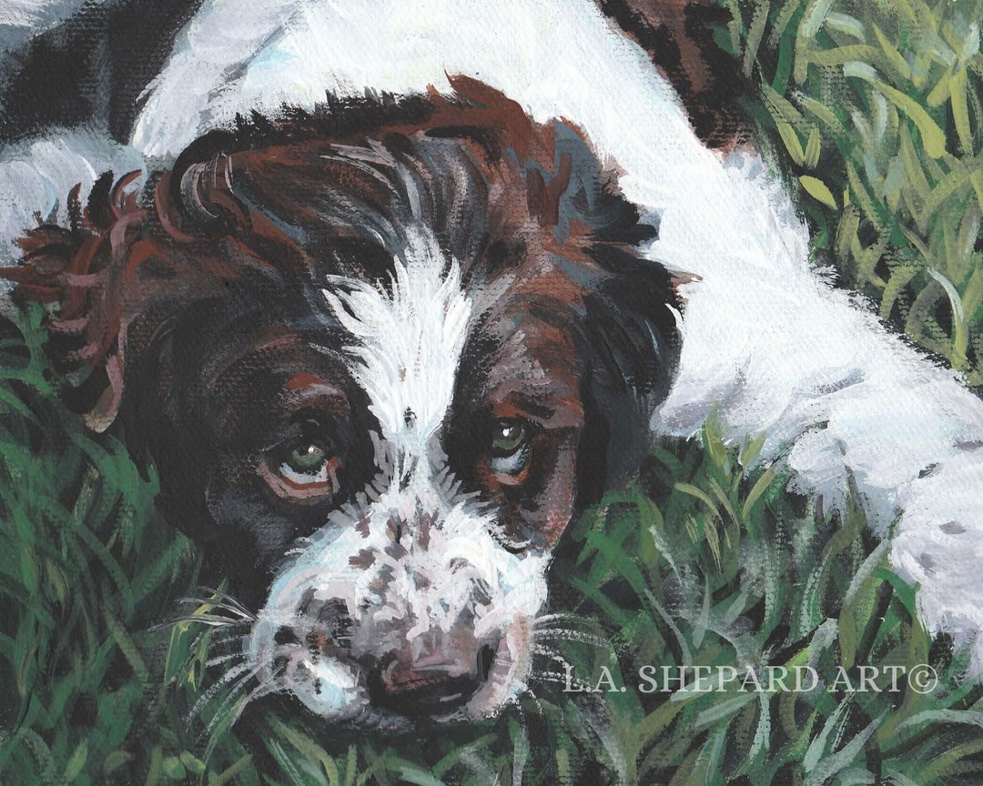English SPRINGER Spaniel Dog Art Portrait Canvas PRINT of LA Shepard ...