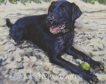 Labrador Retriever art portrait BLACK LAB PRINT of LAShepard painting 8x10