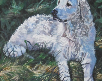 Hungarian KUVASZ dog ART portrait canvas PRINT of LAShepard painting 8x8"