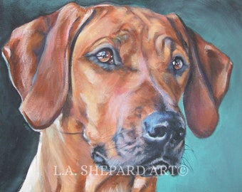 RHODESIAN RIDGEBACK portrait Hund Kunst Leinwand Druck von LAShepard Malerei 20x25cm