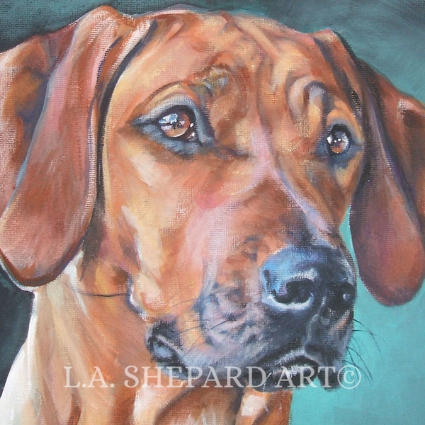 RHODESIAN RIDGEBACK portrait dog art canvas PRINT of LAShepard painting 8x10"