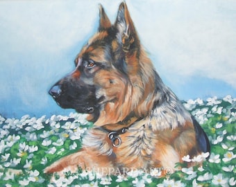 ジャーマンシェパードのボス」プリント水彩画。GSD アート、GSD 水彩画