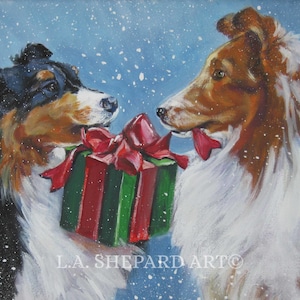 Shetland Sheepdog SHELTIE Hundeposter Weihnachten Kunstdruck von LAShepard 20x26cm