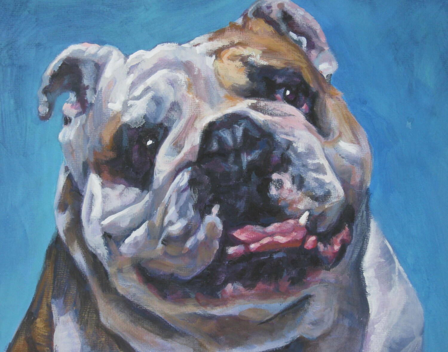 ENGLISH BULLDOG Dog Art Portrait Canvas PRINT of Lashepard Etsy