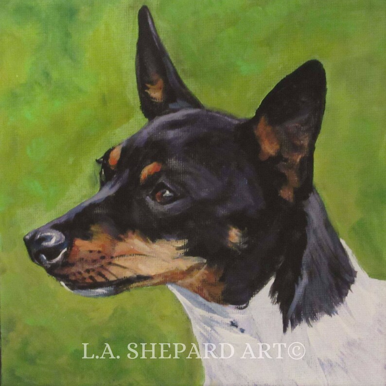 TOY FOX TERRIER portrait dog art print of LAShepard painting 8x8