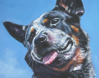 Australian Cattle Dog portrait ART PRINT of LAShepard painting 12x16 blue heeler