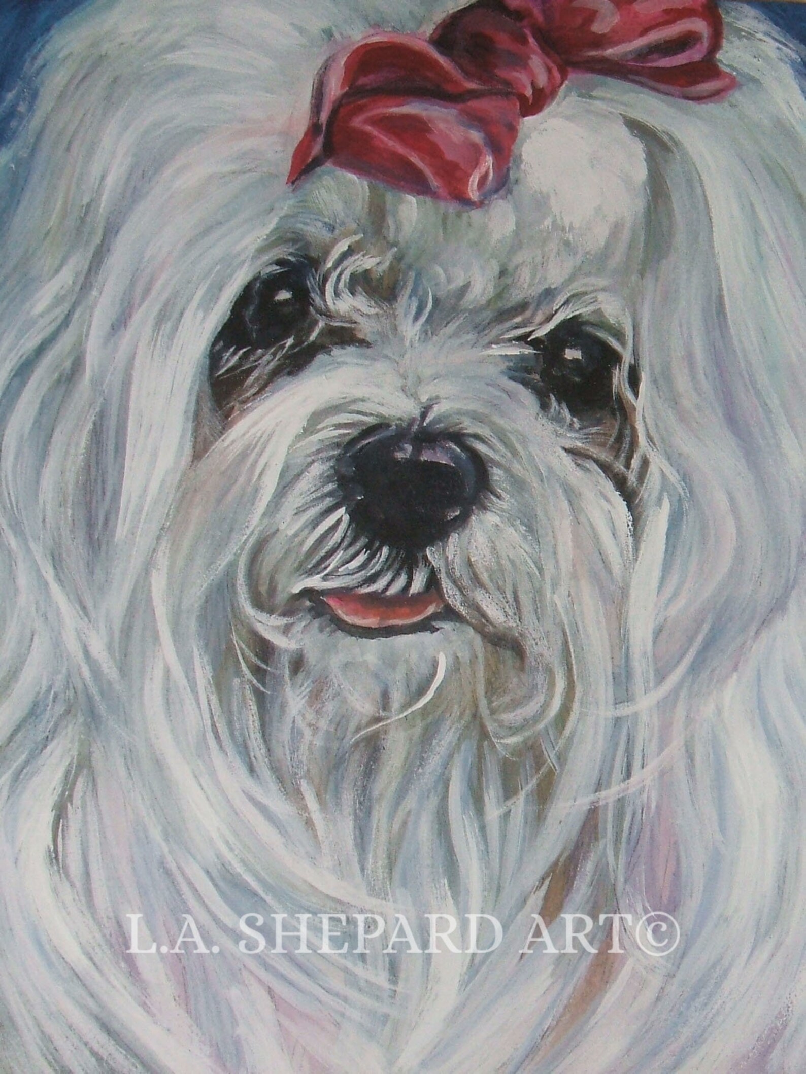 MALTESE Dog Art Portrait Canvas PRINT of L.A. Shepard Painting Etsy