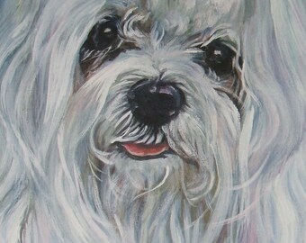MALTÉS perro arte retrato lienzo PRINT de L.A. Shepard pintura 8x10