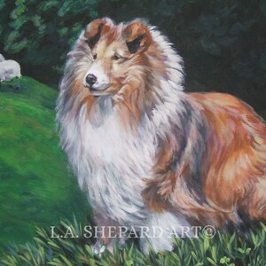 Shetland Sheepdog SHELTIE DOG ART print of LAShepard painting 12X16