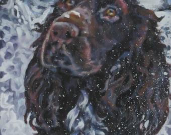 FIELD spaniel dog art CANVAS print of LA Shepard painting 12x16