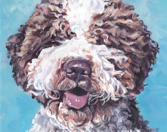 LAGOTTO Romagnolo dog art portrait PRINT of LA Shepard painting 8x8