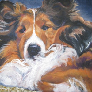 Shetland Sheepdog sheltie dog art print of LAShepard painting 8x10