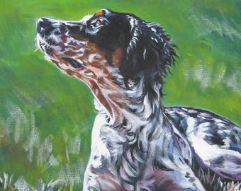 Llewellin English Setter DOG ART canvas PRINT of LAShepard painting 12x16"