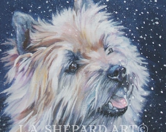 cairn terrier dog portrait  art PRINT of LAShepard painting 8x8"