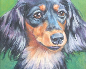 DACHSHUND dog portrait ART PRINT of LAShepard painting 8x8