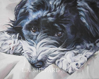 Impression portrait d'art chien havanais de LA Shepard peinture 11 x 14