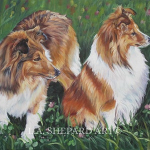 Shetland sheepdog sheltie dog art print of LA Shepard painting 8x10"