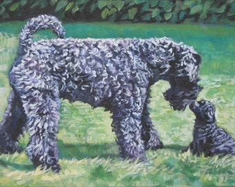 Kerry BlueTerrier dog art CANVAS print of LA Shepard painting 12x16