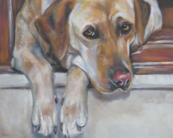 Labrador Retriever YELLOW LAB dog art PRINT of LAShepard painting 8x10