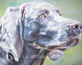 WEIMARANER Hundekunstportraitdruck von LA Shepard Gemälde 8x10