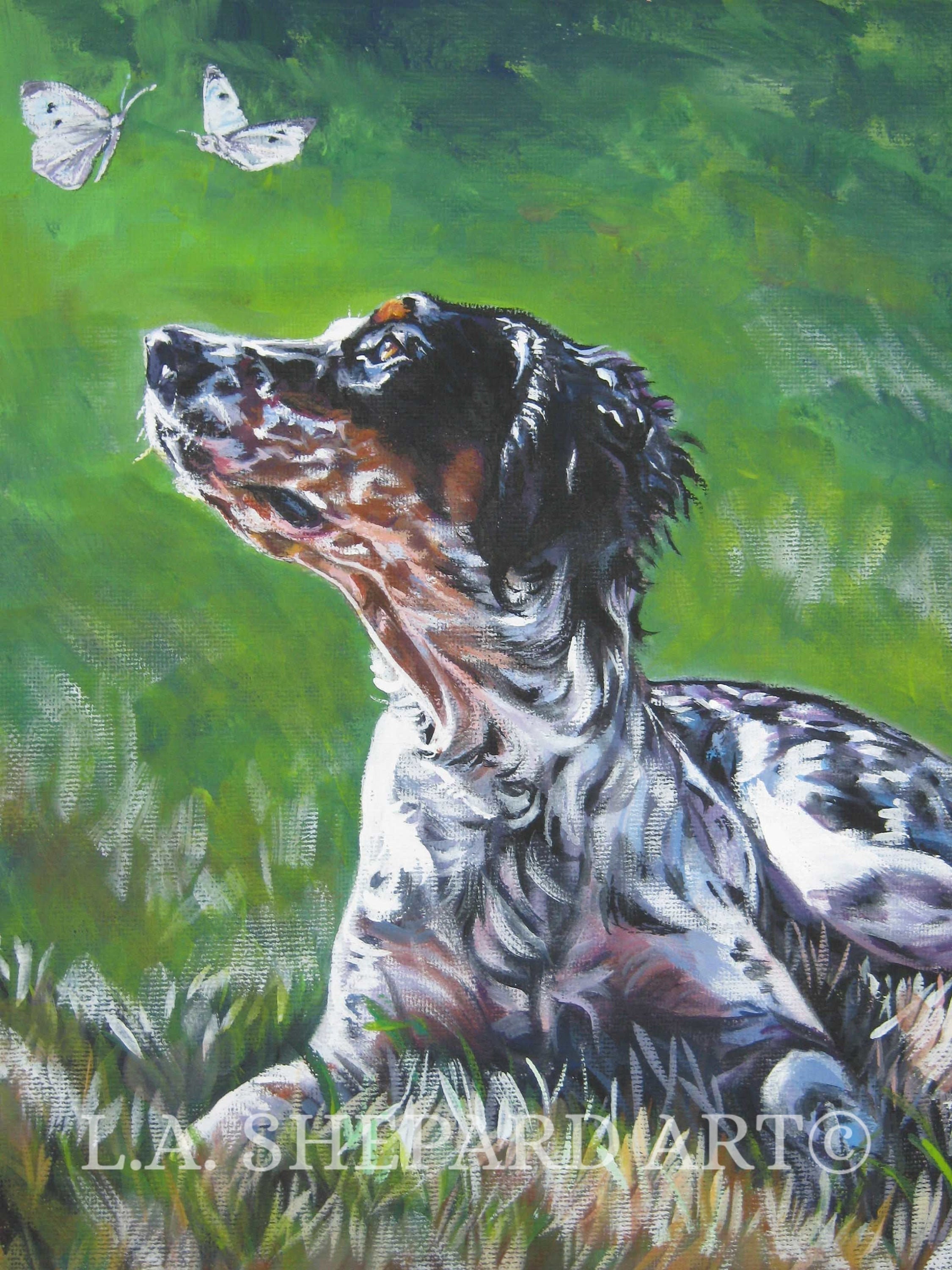 Llewellin ENGLISH SETTER Dog Art Canvas PRINT of Lashepard