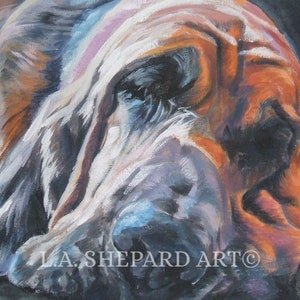 Bloodhound dog art portrait canvas print of LA Shepard painting 8x10