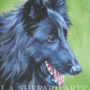 groenendael BELGIAN SHEEPDOG portrait canvas PRINT of LAShepard painting 8x10&quot; dog art