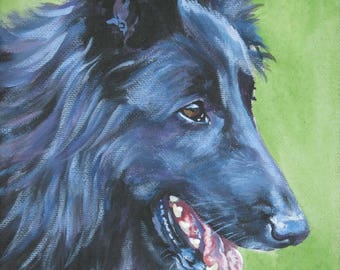 groenendael BELGIAN SHEEPDOG portrait canvas PRINT of LAShepard painting 8x10" dog art