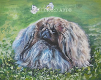 PEKINGESE DOG ART canvas print of LAShepard painting 11x14