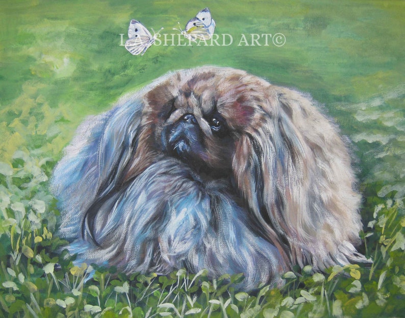 PEKINGESE DOG ART canvas print of LAShepard painting 11x14