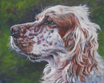 English SETTER dog art PORTRAIT canvas PRINT of LAShepard painting 8x10"