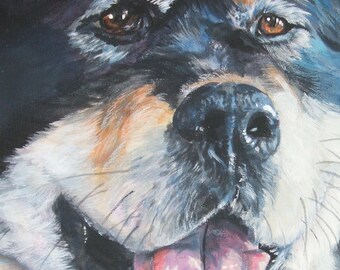 Tibetan Mastiff art  CANVAS print of LA Separd painting 11x14 dog art