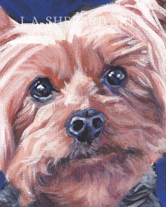 ヨークシャーテリア ヨーキー犬の肖像画アートプリント LAシェパード