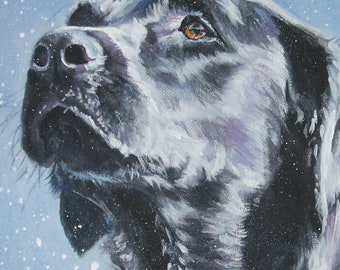 Labrador Retriever retrato BLACK LAB perro arte IMPRESIÓN de LAHepard pintura 8x10