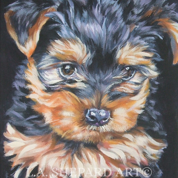 Yorkshire Terrier YORKIE PORTRAIT chien ART impression sur toile de LAShepard peinture 11x14 »