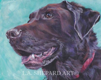 Labrador retriever dog art canvas CHOCOLATE LAB PRINT of LAShepard painting 8x10