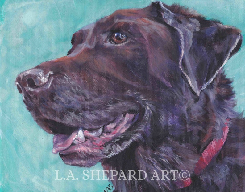 Labrador retriever dog art canvas CHOCOLATE LAB PRINT of LAShepard painting 8x10 image 1