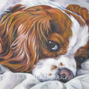 blenheim CAVALIER King Charles Spaniel DOG art PRINT of LAShepard painting 12x16