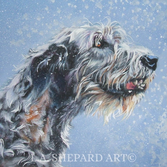 Irish Wolfhound dog art portrait print of LA Shepard painting 8x8