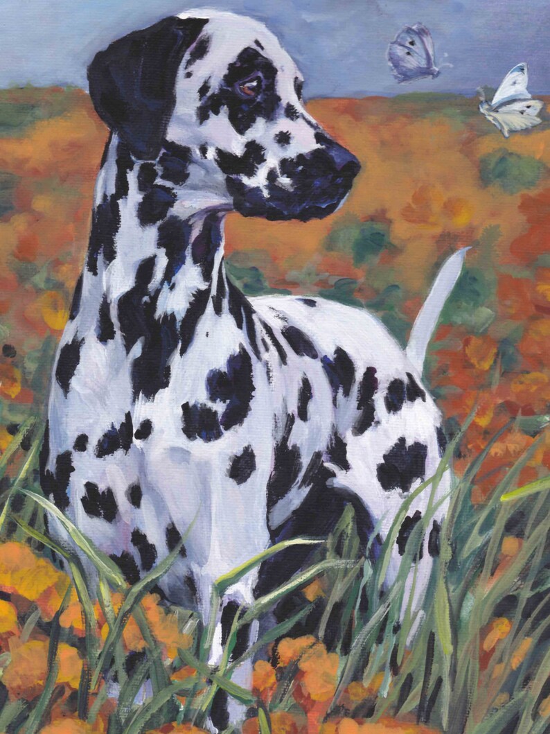 Dalmatian dog art CANVAS print of LA Shepard painting 12x16 image 1
