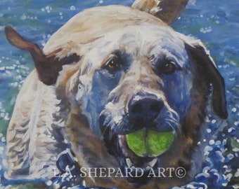 Labrador Retriever portrait dog art PRINT of LAShepard painting 8x10 YELLOW LAB