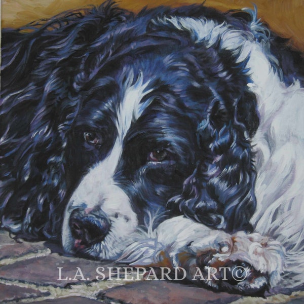 Impression portrait sur toile English Springer Spaniel DOG ART de LAShepard, peinture 20 x 20 cm