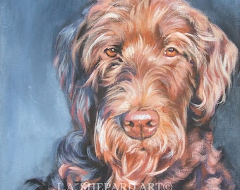 LABRADOODLE dog art portrait PRINT of LA Shepard painting 12x12