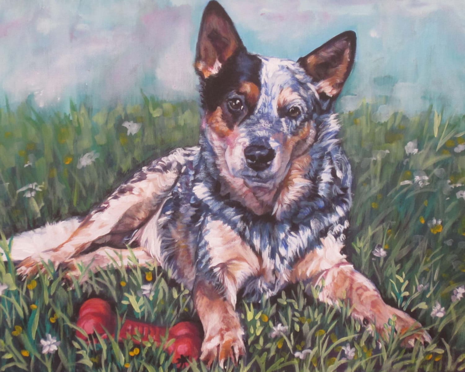 Australian Cattle Dog blue heeler art print CANVAS print of LA Etsy