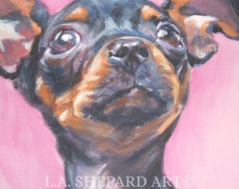 CHIHUAHUA PORTRAIT perro arte lienzo IMPRESIÓN de la pintura LAShepard 12x12"
