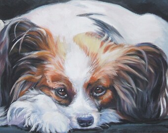 PAPILLON Dog ART portrait canvas PRINT of LAShepard painting 11x14"