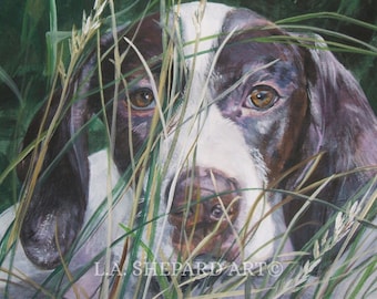 ENGLISH POINTER dog portrait art canvas PRINT of LAShepard painting 11x14